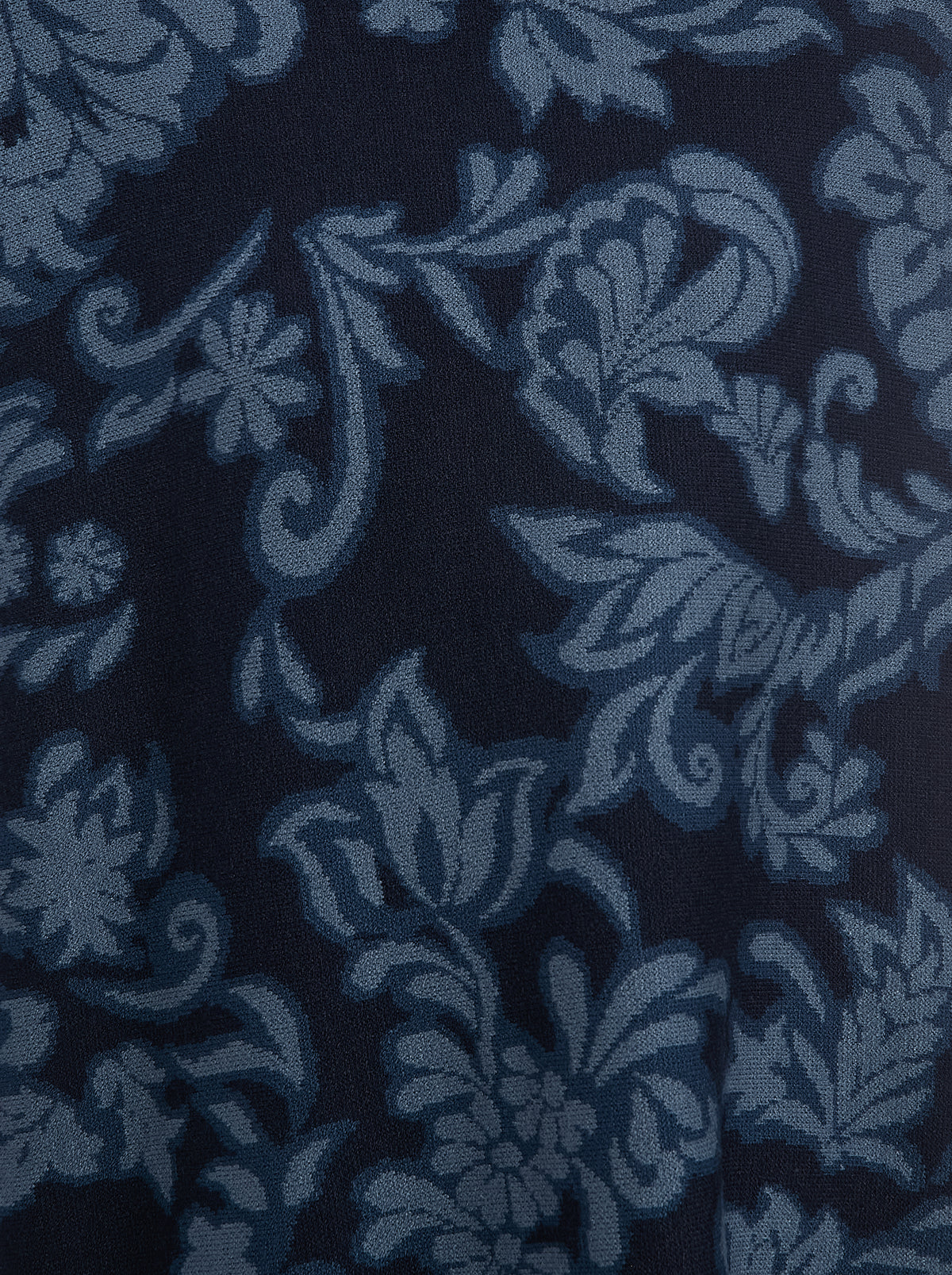 Jacquard Paisley Turtleneck Poncho in Paisley Denim, pattern detail