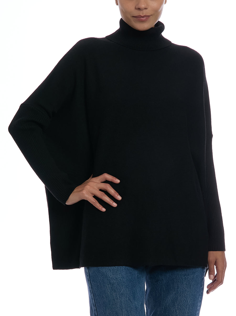 Turtleneck Sweater in Black, front view