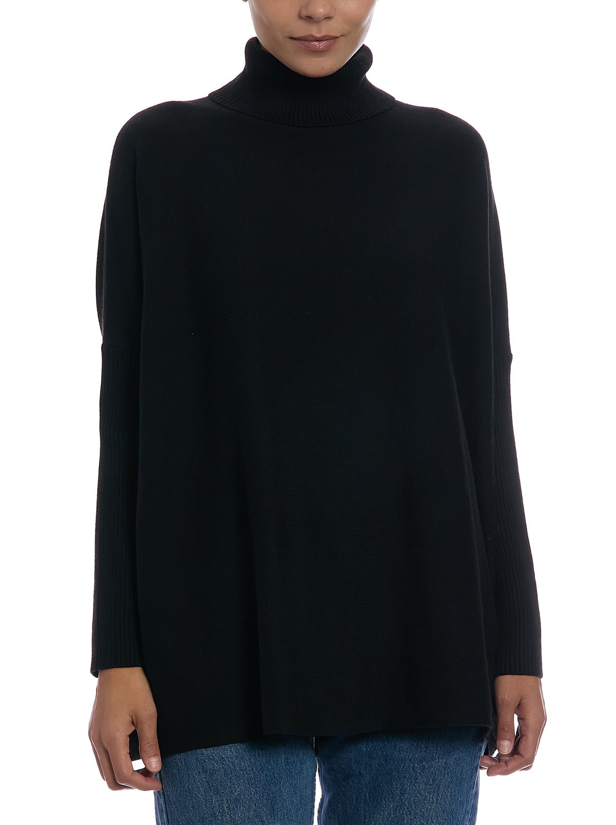 Turtleneck Sweater in Black, front view