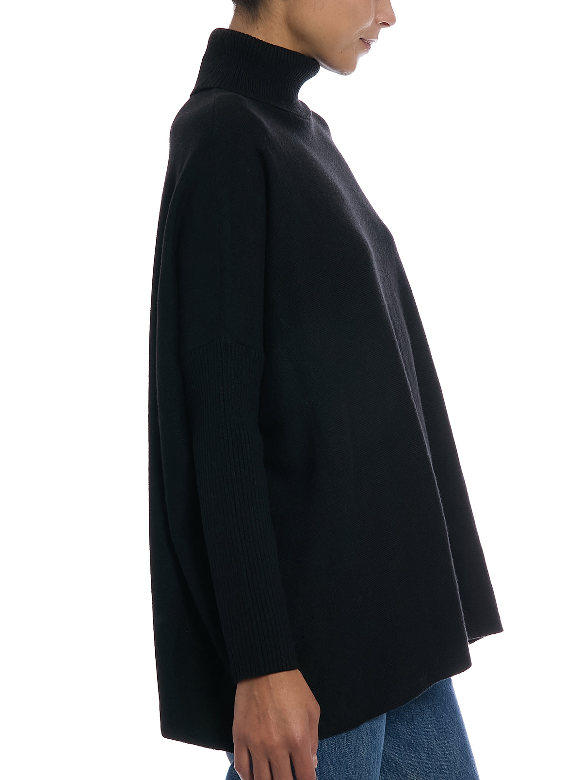 Turtleneck Sweater in Black, side view