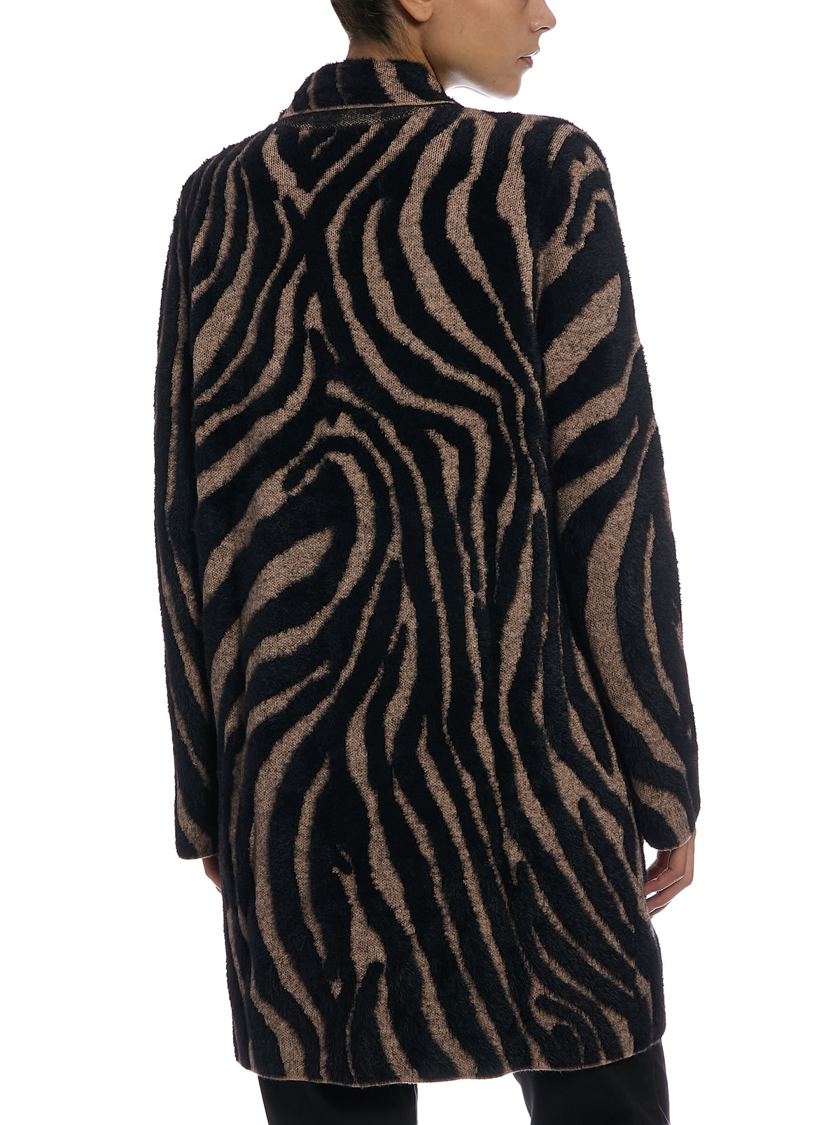 Zebra Eyelash Sweater in Zebra Camel, back view