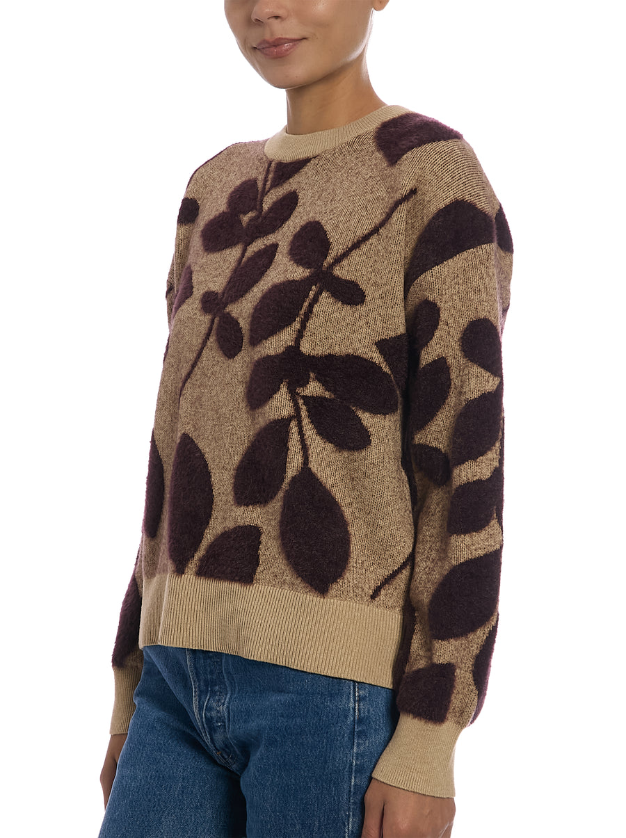 Eyelash Foliage Sweater in Camel Heather/Fig, side view