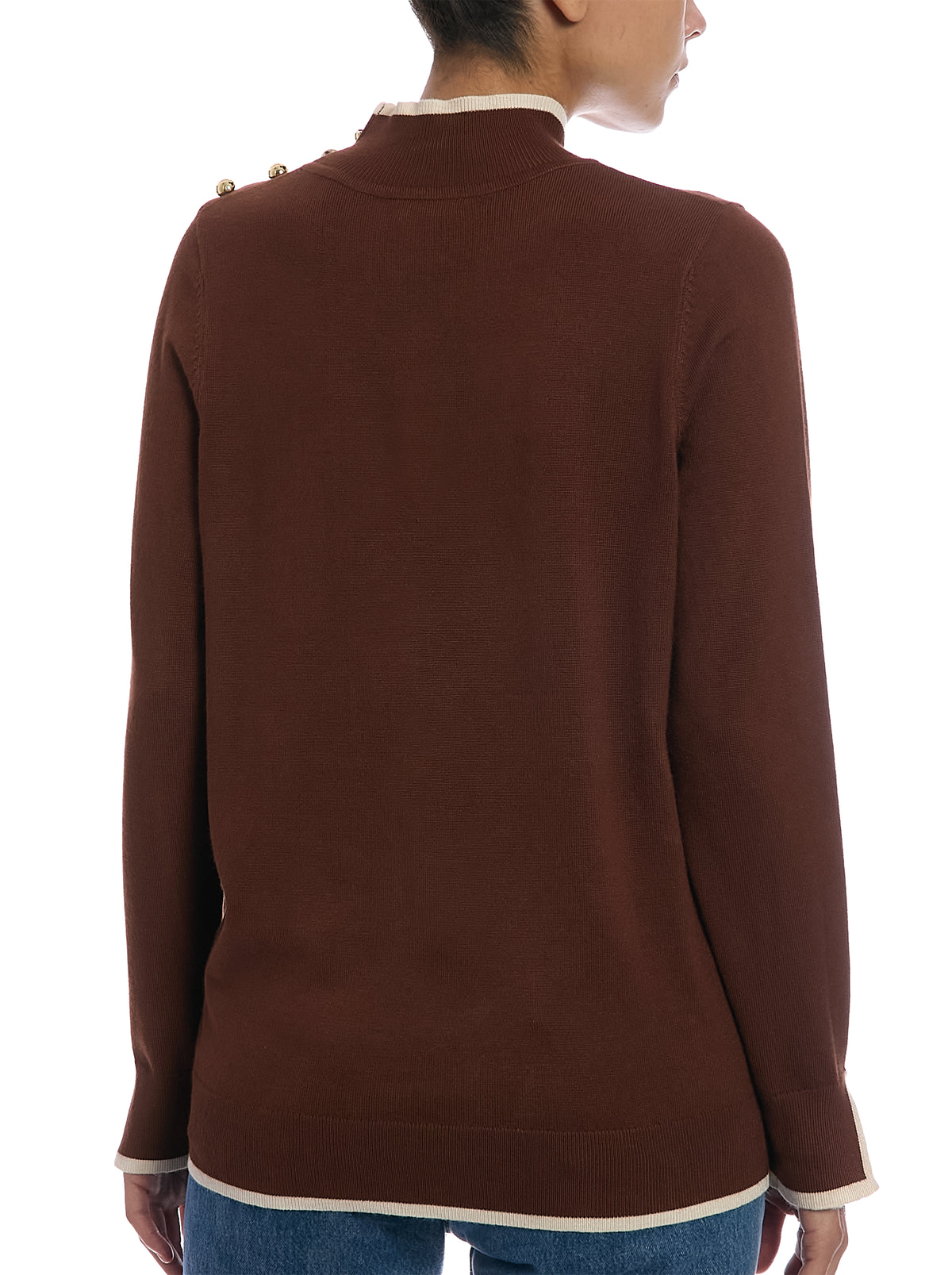 Long Sleeve Sweater in Cappuccino/Oatmeal, back view