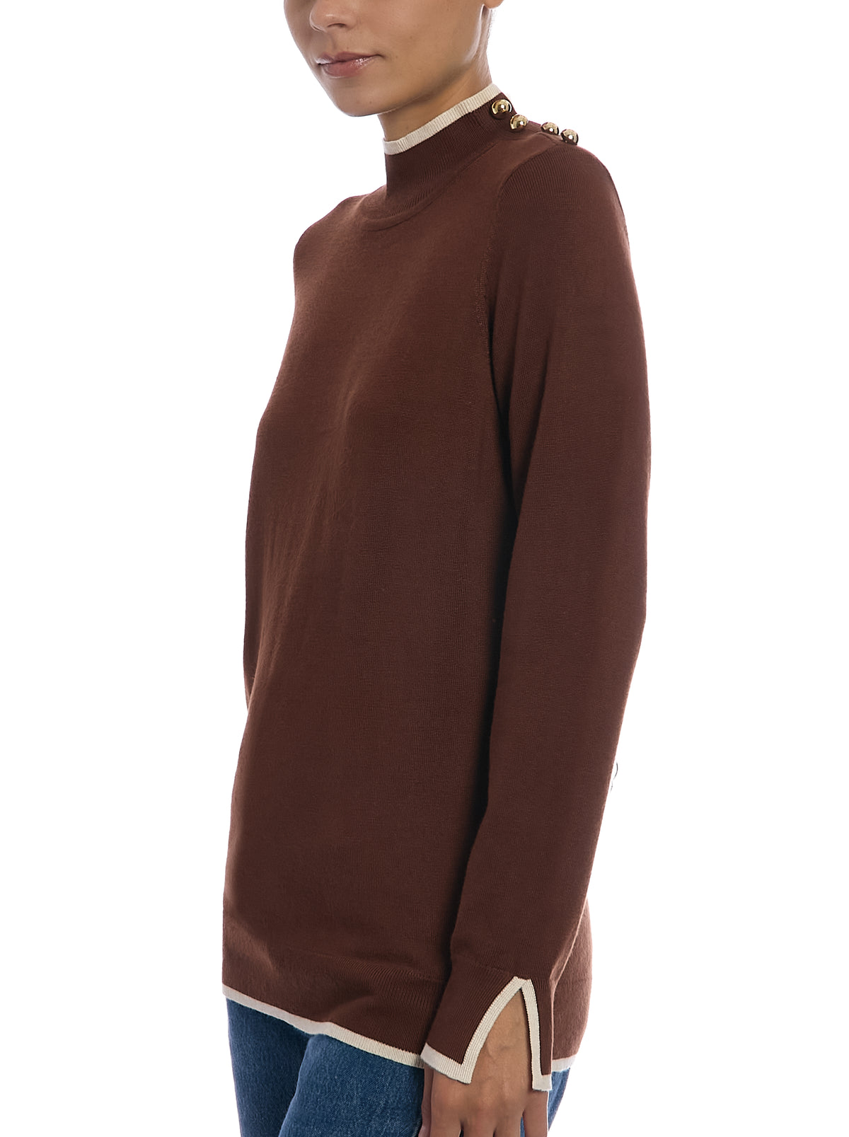 Long Sleeve Sweater in Cappuccino/Oatmeal, side view