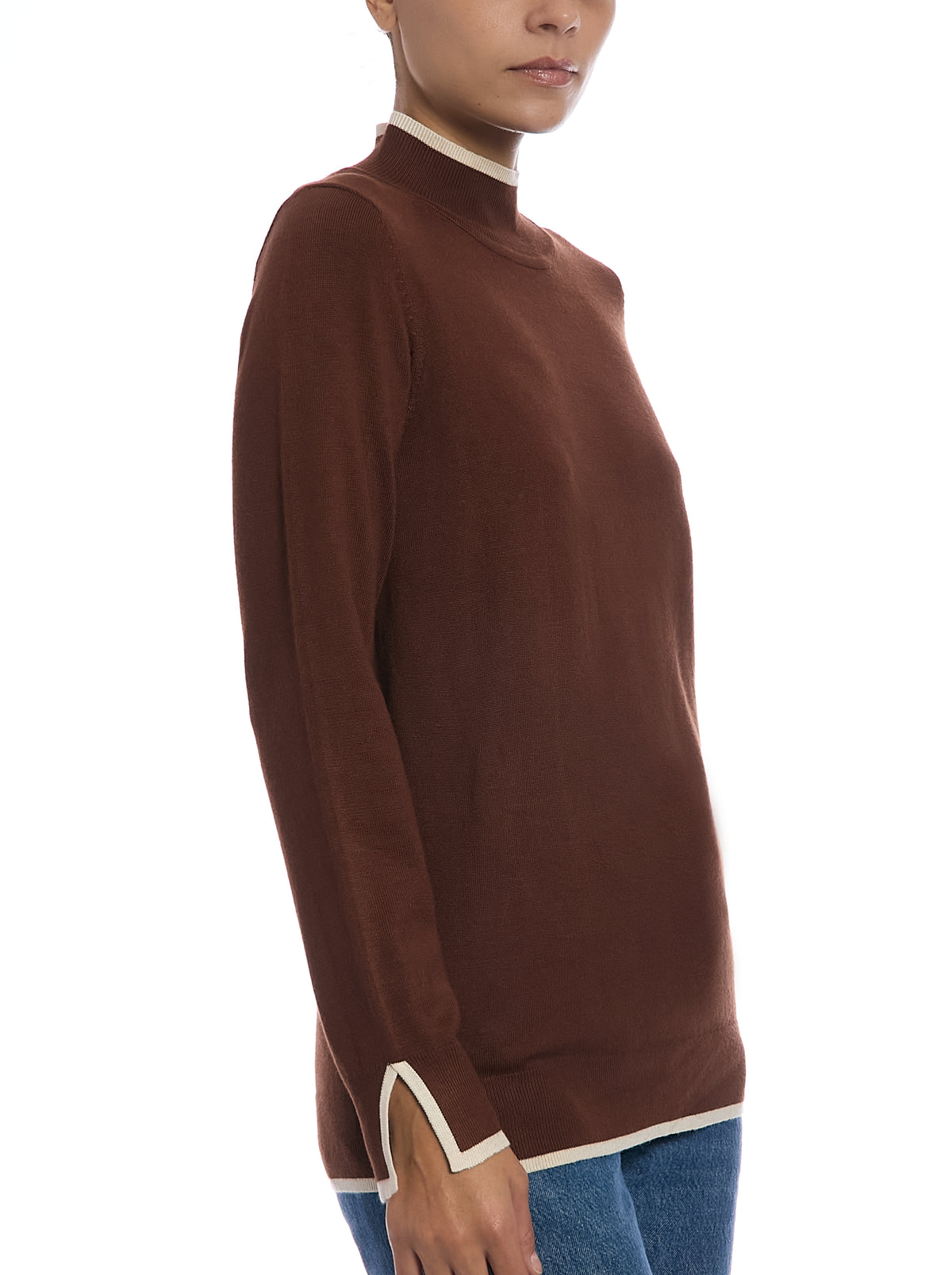 Long Sleeve Sweater in Cappuccino/Oatmeal, side view