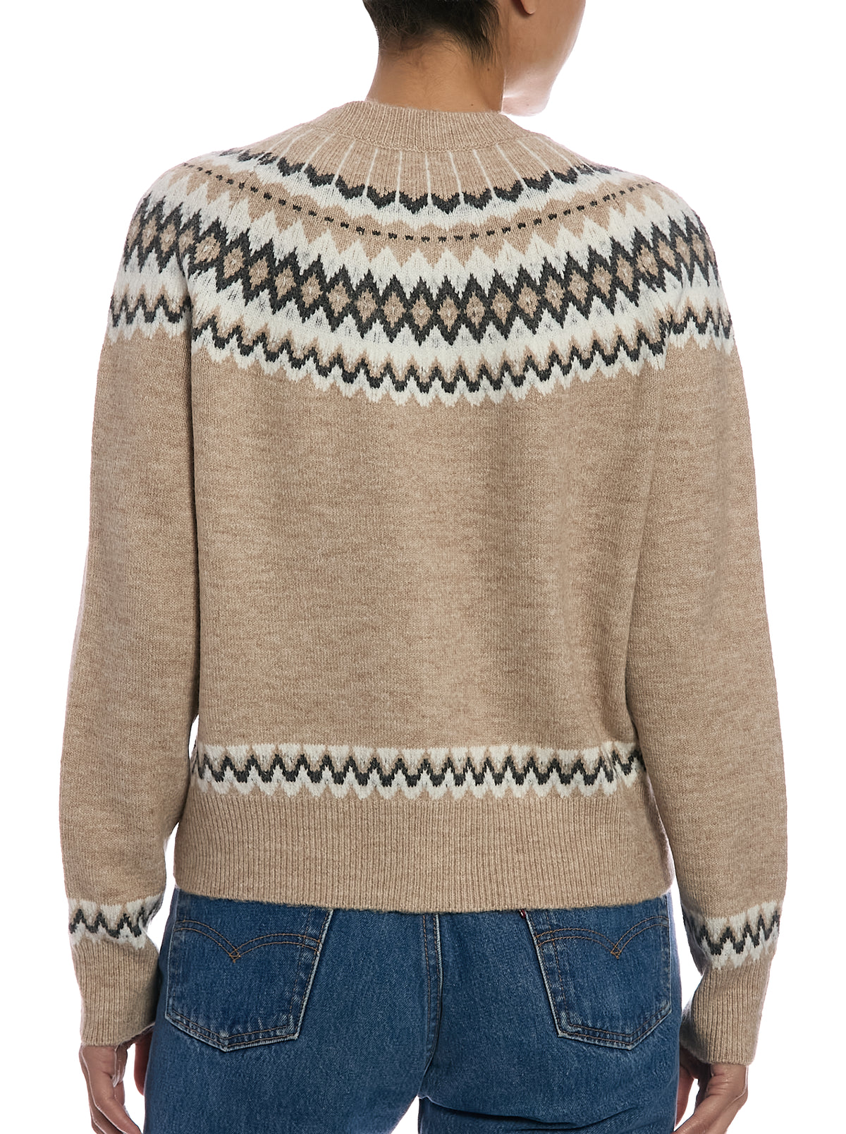 Fair Isle Cardigan in Fairisle Mocha, back view