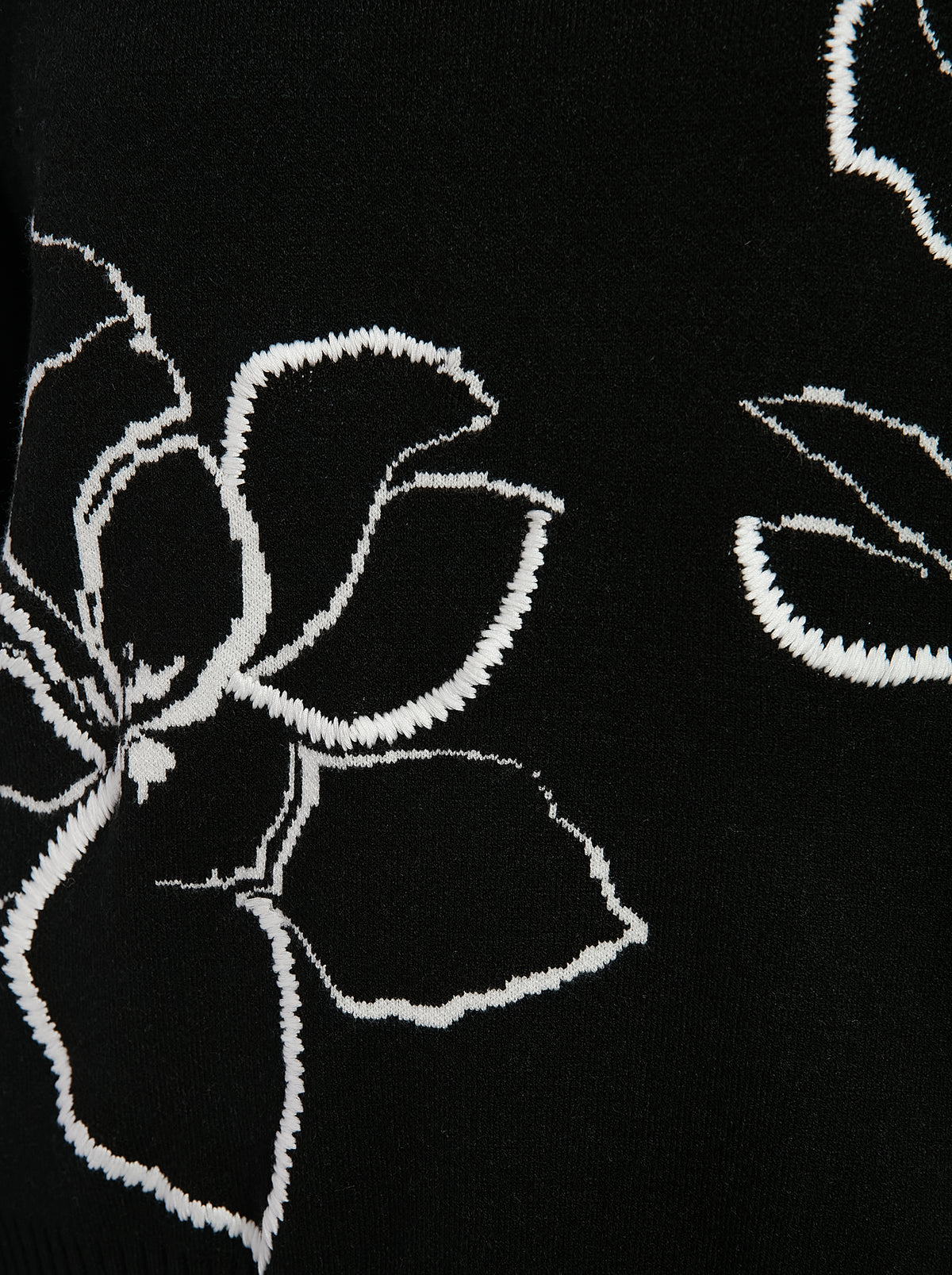 Jacquard Floral Sweater in Black, pattern detail